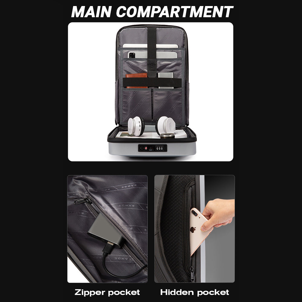 Bange Axis Hard Cover Laptop Backpack Multi-Compartment Water Resistant (15.6”) Fashion Beg Laptop College Backpack 电脑包