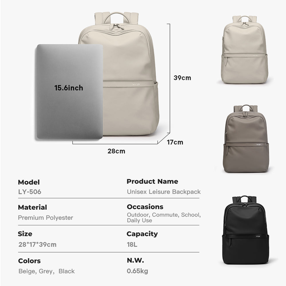 BANGE Lena Laptop Backpack Water Resistant Multi Compartment Beg Komputer Riba Beg Sekolah (14/15.6‘’)