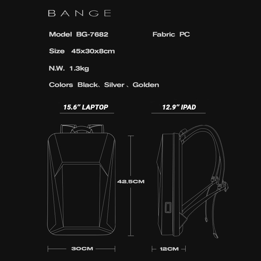 Bange Axis Hard Cover Laptop Backpack Multi-Compartment Water Resistant (15.6”) Fashion Beg Laptop College Backpack 电脑包