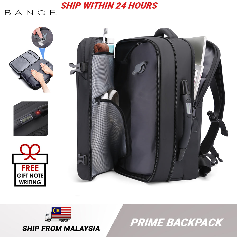 Bange Prime Vacuum Compartment Expandable Big Capacity Water Resistant Travel  Laptop Backpack