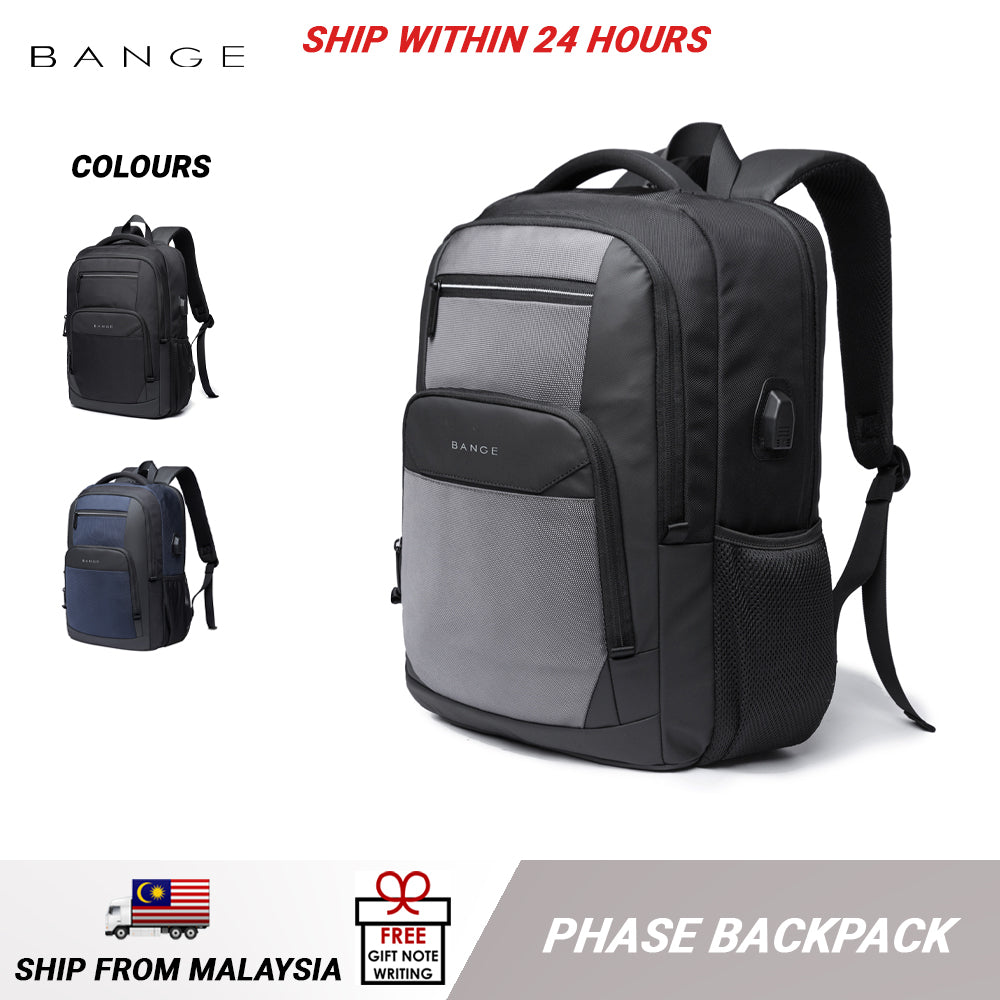 Bange Phase Water Resistant Big Capacity Multi Compartment Laptop Backpack with USB Charging Port Annual Gift