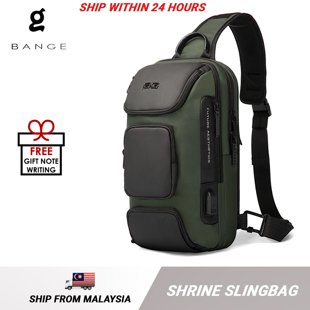 Bange Shrine Multi Compartment Anti-Theft Water Resistant Travel Business Sling Bag with USB Charging Port