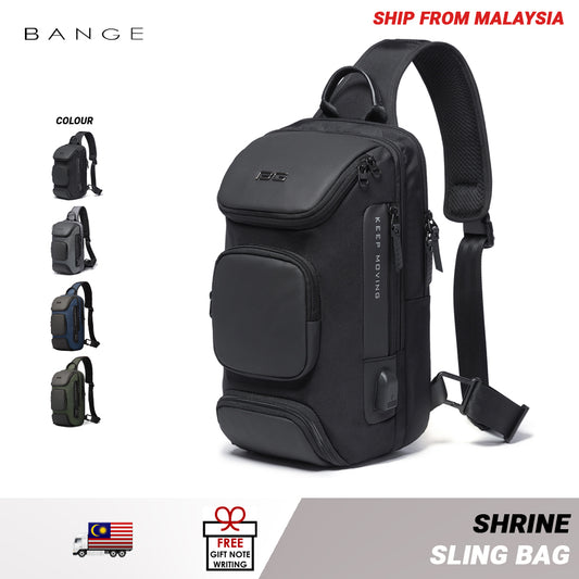Bange Shrine Multi Compartment Anti-Theft Water Resistant Travel Business Sling Bag with USB Charging Port