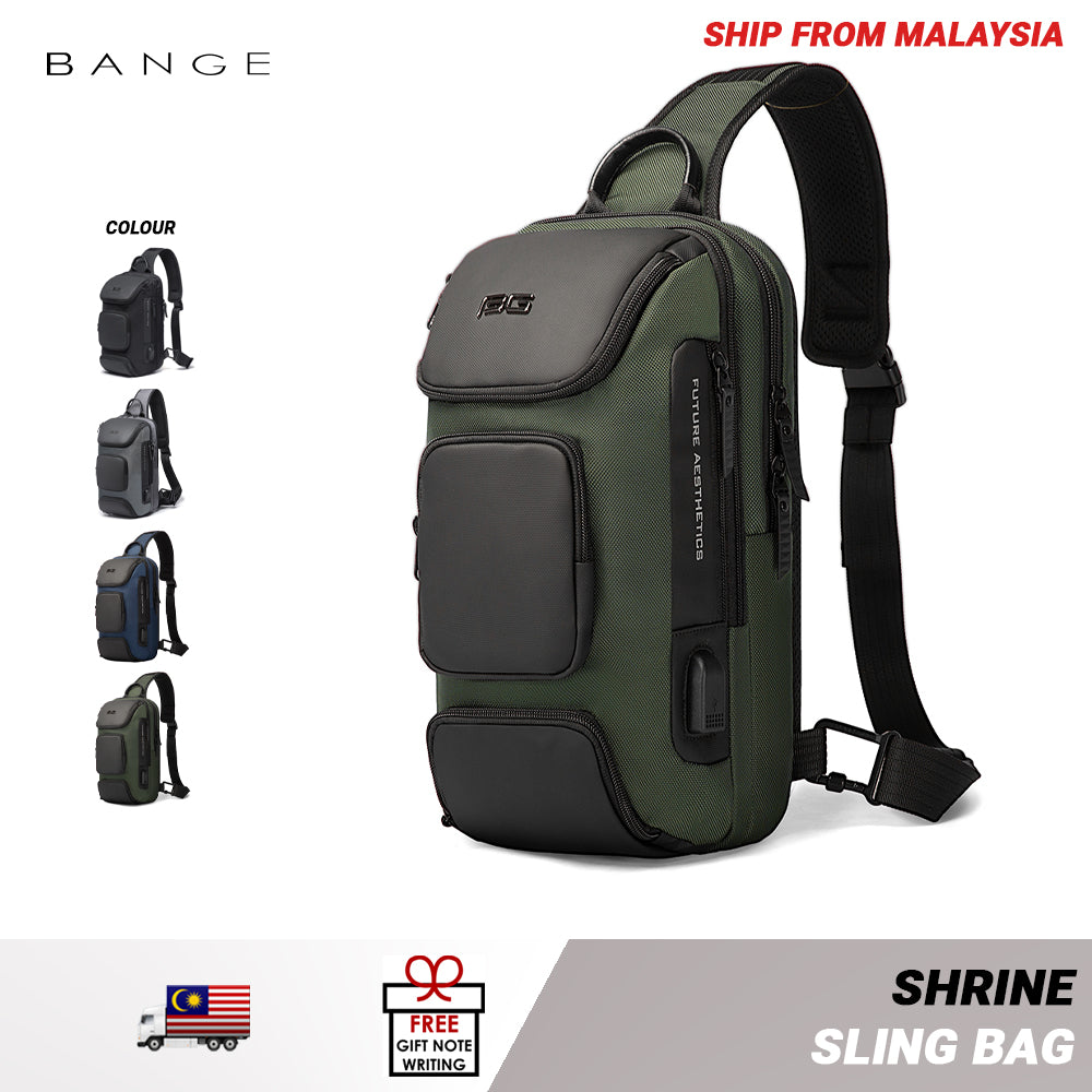 Bange Shrine Multi Compartment Anti-Theft Water Resistant Travel Business Sling Bag with USB Charging Port