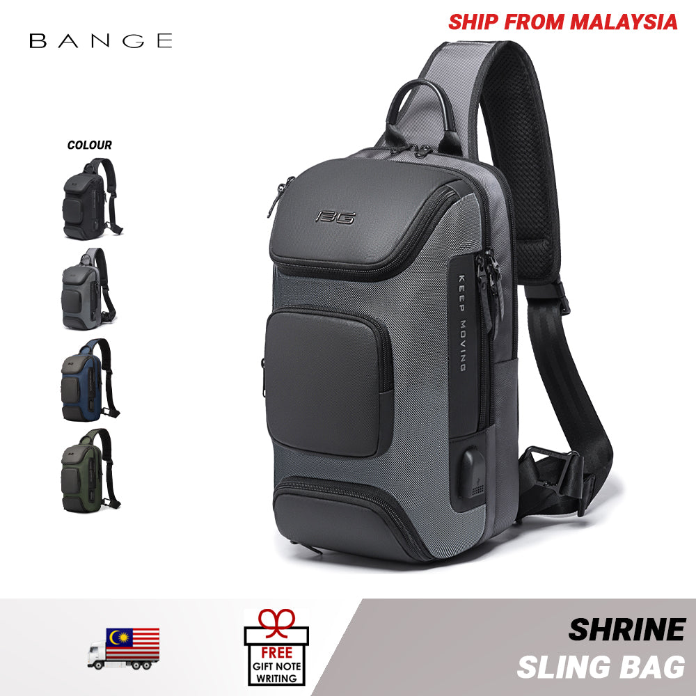 Bange Shrine Multi Compartment Anti-Theft Water Resistant Travel Business Sling Bag with USB Charging Port