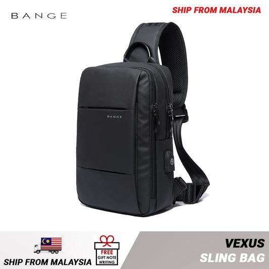 Bange Vexus USB AntiTheft Ultralight Water Resistant Multi Compartment Travel Sling Bag