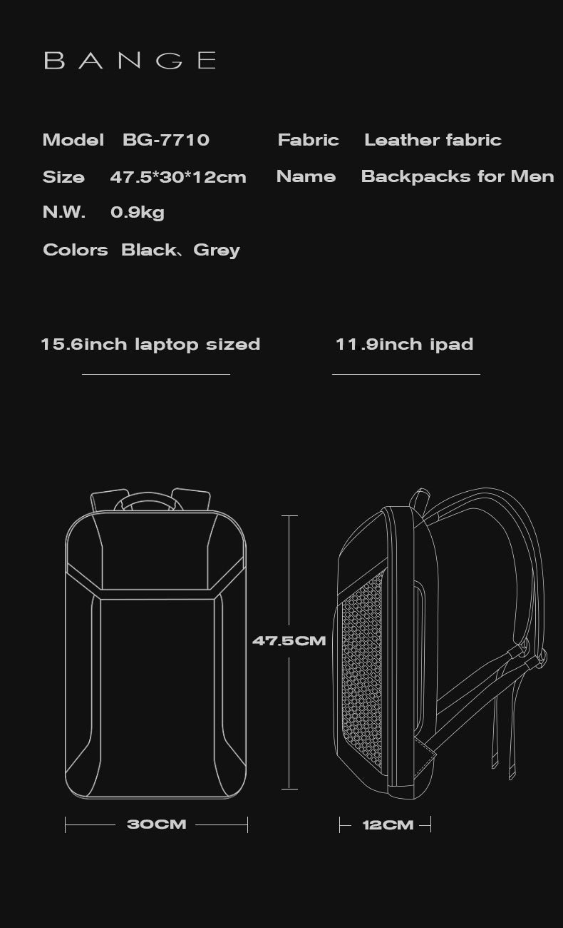 Bange Luna Laptop Backpack Multi-Compartment Water Resistant (15.6”) Fashion Beg Laptop College Backpack