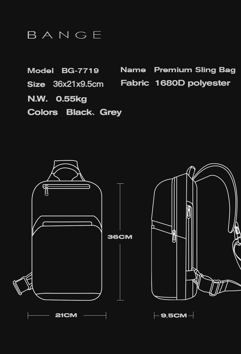 Bange Scout Sling Bag Chest Pack Waterproof Fashion Crossbody Men's Bag (9.7") Beg Sandang Lelaki