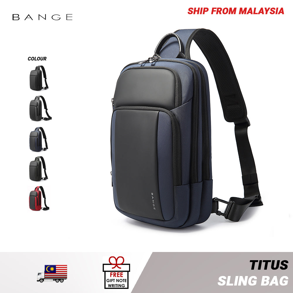 BANGE Titus Sling Bag Water-Resistant and Multi Compartment (11")