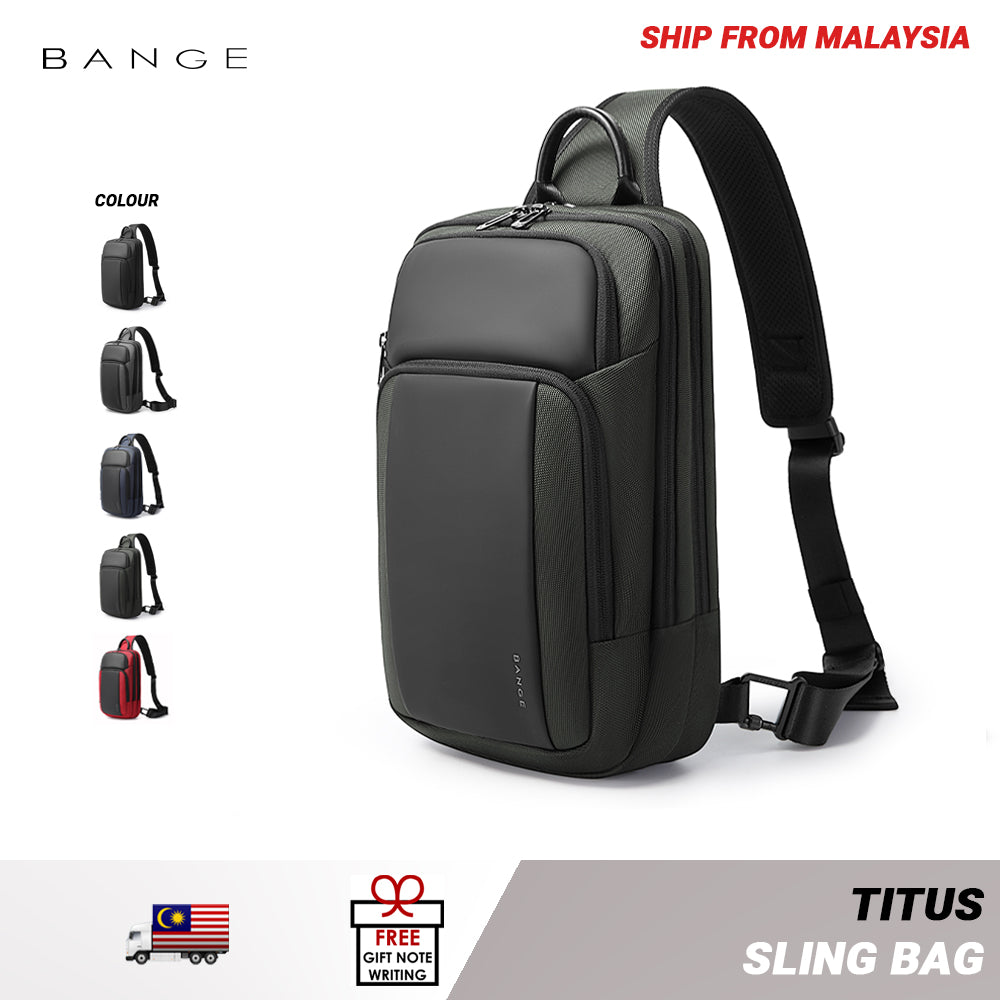 BANGE Titus Sling Bag Water-Resistant and Multi Compartment (11")