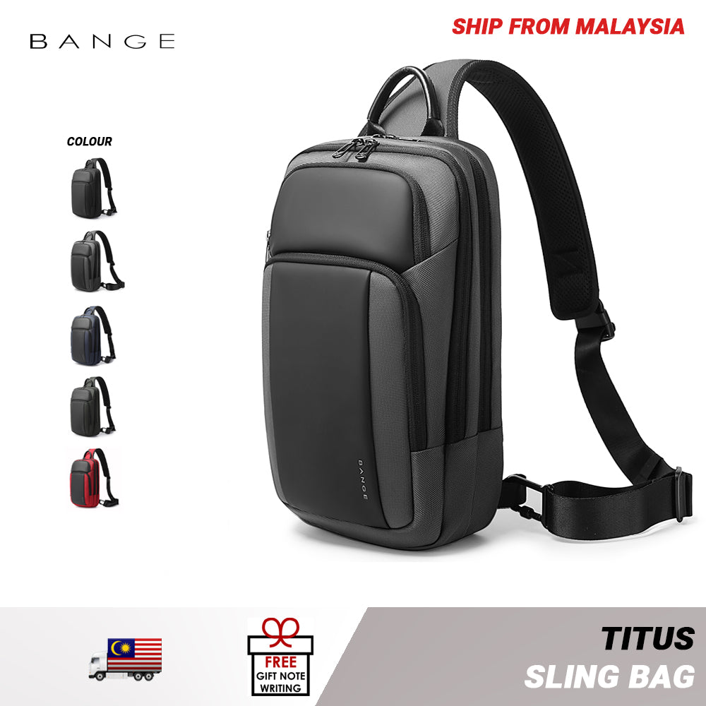 BANGE Titus Sling Bag Water-Resistant and Multi Compartment (11")