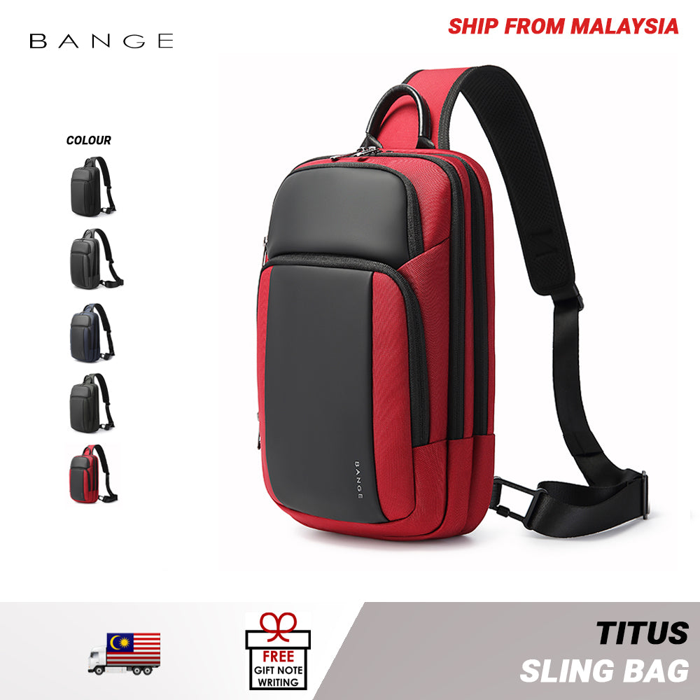 BANGE Titus Sling Bag Water-Resistant and Multi Compartment (11")