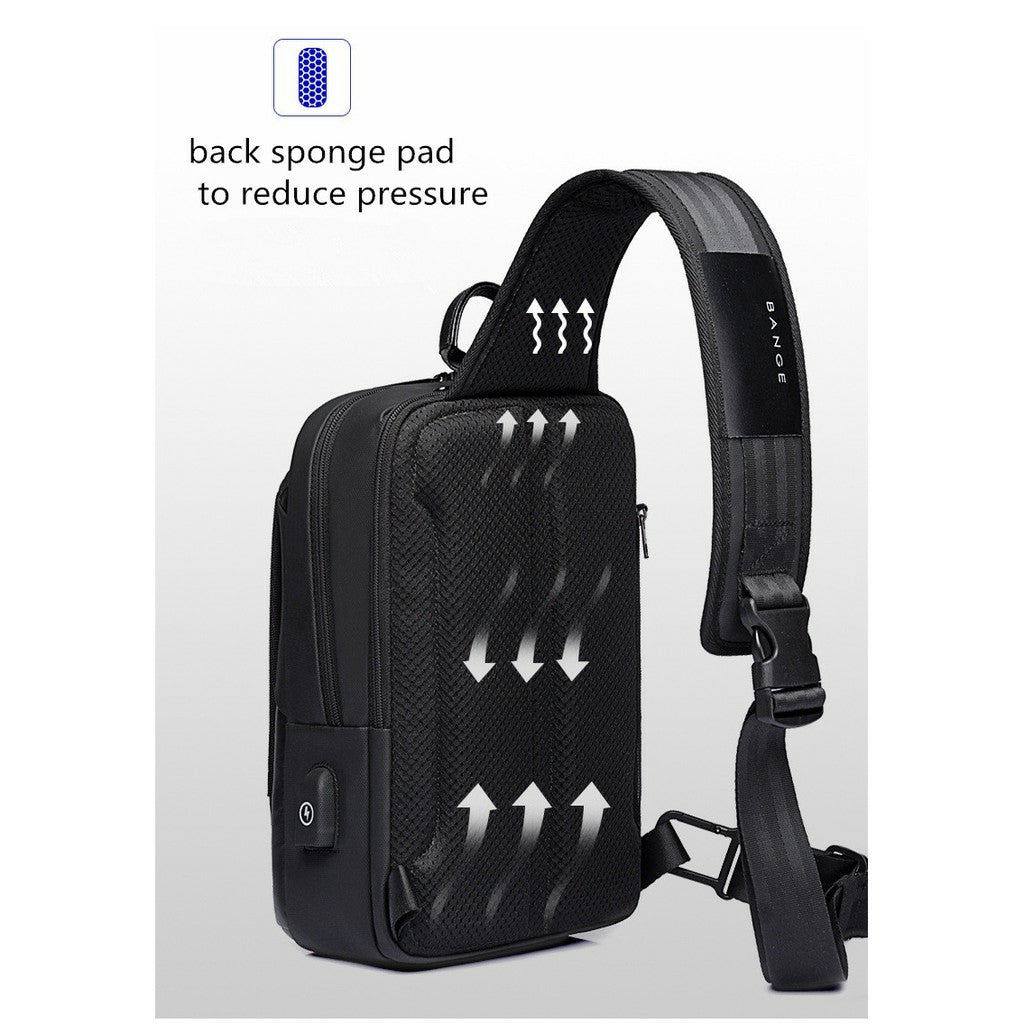 Bange Luxray Light Big Capacity Multi Compartment Card Pocket Water Resistant Anti Theft Sling Bag with USB Charging Port