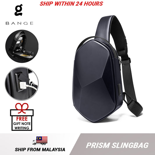Bange Prism Multi Compartment Water-Resistant Sling Bag with USB Charging Port