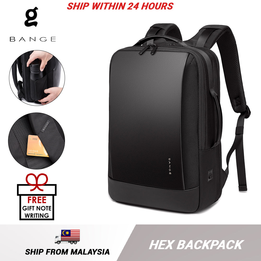Bange Hex Water Resistant USB Multi Compartment Big Capacity Business Hidden Card Pocket Travel Laptop Backpack