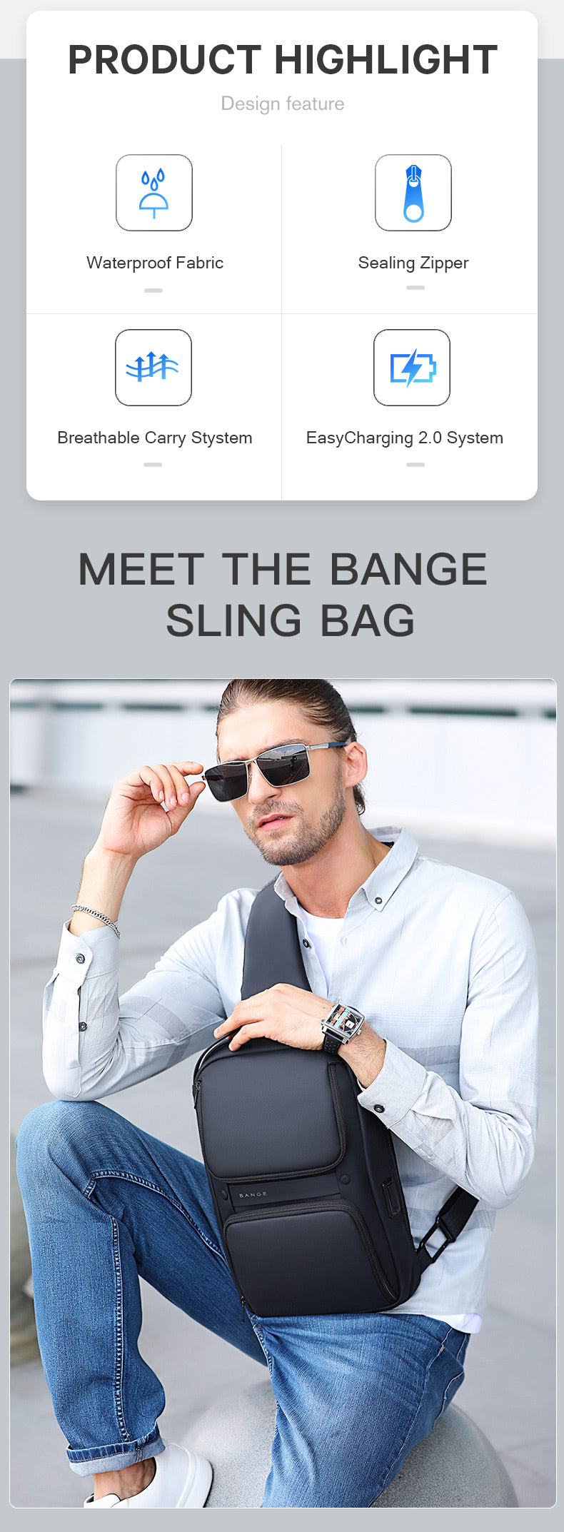 Bange Reaver Multi Compartment Water-Resistant Sling Bag