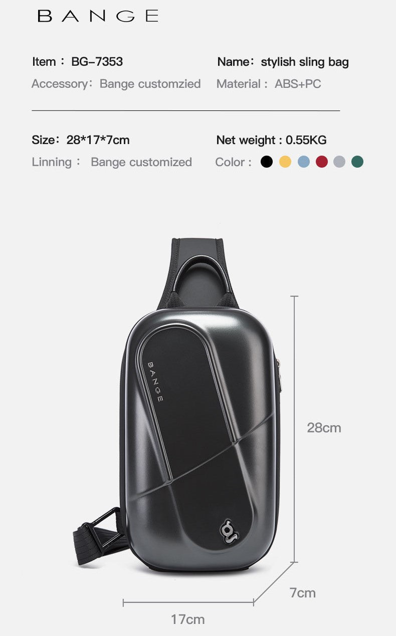 Bange Snivy Multi Compartment Water-Resistant High Quality Hardshell Design Sling Bag