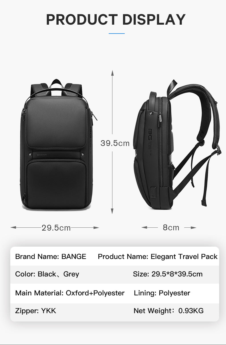 Bange Reaver 15.6inch Business Multi Compartment Water Resistant Laptop Backpack